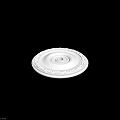 White Ornate Ceiling Rose With Decorative Carved Scrolls And Circular Center Design
