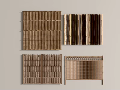 Wooden Railings With Various Grille Slatted And Lattice Patterns For Home Decor 3d model