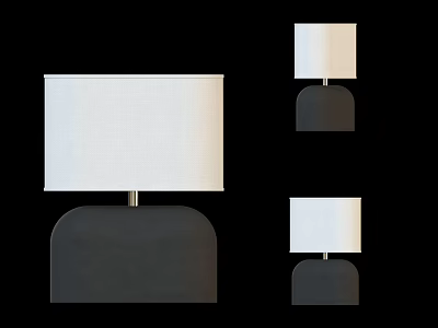 Modern Table Lamp Design With Linen Shade And Arched Black Base In Different Sizes 3d model