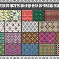 Ethnic style printing pattern line color block decorative batik pattern 3d model