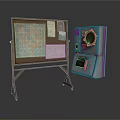 Vintage Wooden Easel With Map Papers And Old Metal Device Setup