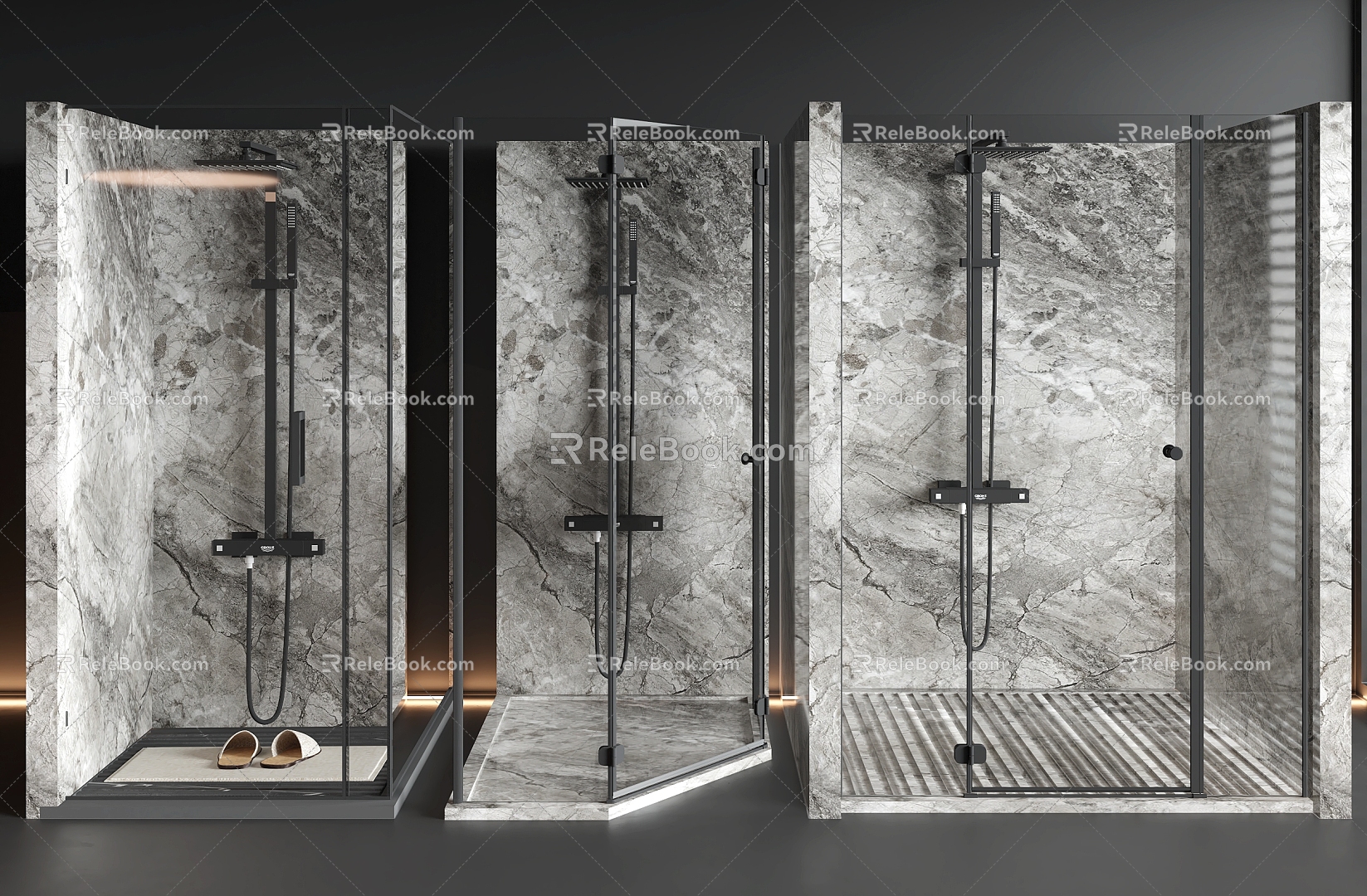 Shower Room Glass Partition Shower 3d model