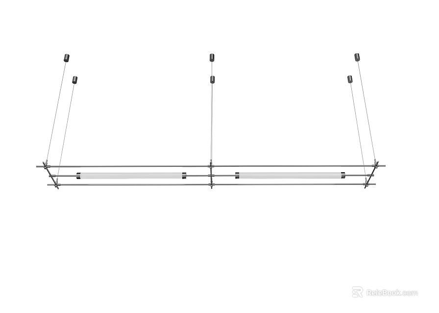 Modern Long Linear Chandelier With Multiple Light Fixtures And Ceiling Mount Design 3d model 