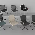Ergonomic Office Chairs With Various Designs And Different Color Options For Workspace 3d model