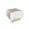 Modern Beige Sofa Stool With Textured Fabric And Wooden Base