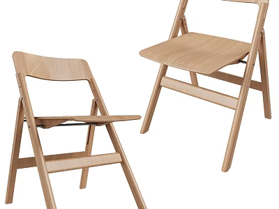 Folding Wooden Leisure Chairs With Simple Design And Light Wood Color 3d model