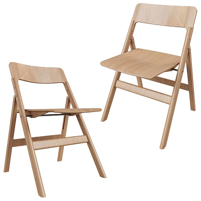 Folding Wooden Leisure Chairs With Simple Design And Light Wood Color 3d model