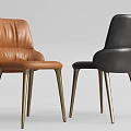 Stylish Modern Brown and Black Leather Dining Chairs With Gold Metal Legs