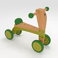Toddler Wooden Walker with Green Wheels and Sturdy Handle Frame Design