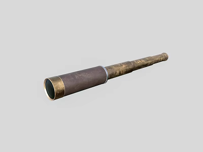 Vintage Brass Telescope With Leather Wrapped Body And Handheld Design 3d model