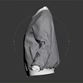 Gray Checkered Baseball Jacket With White Collar Cuffs And Zip Front Design
