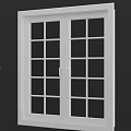 White Frame Double Casement Windows With Grid Panel Design For Home Exterior 3d model
