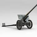 Vintage Military Weapon Old Cannon With Metal Wheels Long Barrel And Wooden Carriage