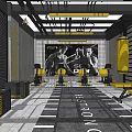 Modern Fitness Gym Interior With Yellow Black Equipment And BE STRONG Floor