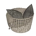 Woven Storage Basket With Checkered Pillows And Soft Fabric For Home Decor