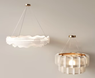 Modern chandelier decorative chandelier cream wind chandelier villa multi-head 3d model