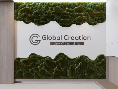 Indoor Green Plant Wall With Natural Shaped Greenery For Interior Decor Design 3d model