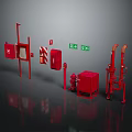 Commercial Safety Equipment Including Red Fire Hydrants Extinguisher Cabinets And Signs