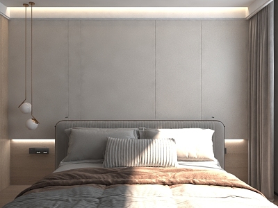 Modern bedroom background wall model