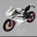 Stylish White Motorcycle with Red Wheels Black Seat and Modern Sleek Design