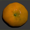 Fresh Ripe Orange Fruit with Smooth Textured Skin Green Stem on Black Reflective Surface