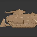 Golden Tank Model with Front Blade Rivet Details on Dark Reflective Background