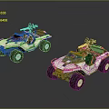 Two White Off-Road Vehicles With Open Design And Mounted Weapons On Top And Large Tires