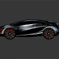 Silver Car With Red Roof Stripe Red Rims Streamlined Body And Reflective Finish