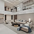 Modern Loft Living Room Interior Design With Sofas Chandelier And Artwork 3d model