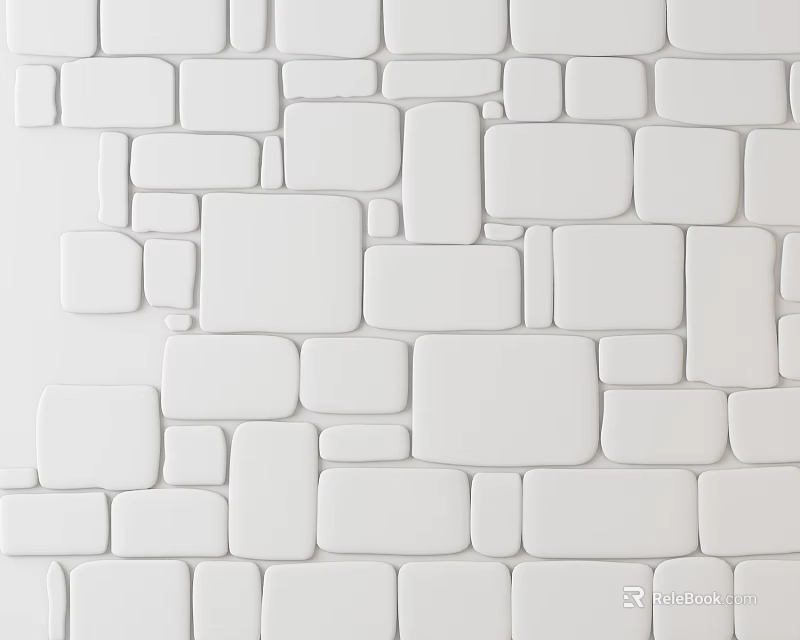 White Irregular Tile Wall With Textured Surface For Modern Interior Design 3d model