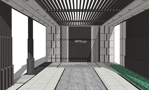 Modern gallery aisle corridor 3d model