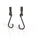 Vintage Industrial Black Metal Lighting Fixture Set With Two Hooks On White Background