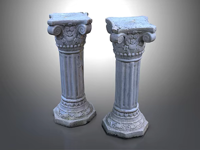 Architectural Classical Stone Columns With Intricate Carvings And Decorative Capitals 3d model