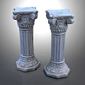 Architectural Classical Stone Columns With Intricate Carvings And Decorative Capitals