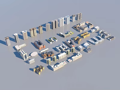 Diverse Residential Buildings With Different Styles And Varying Heights Architectural Complex 3d model