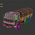 Green Military Truck With Canvas Covered Cargo Bed And Six Wheels