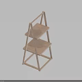 Three Tier Wooden Shelving Unit Minimalist Design Light Wood with Light Blue Background Shadow