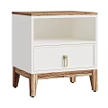 Modern Bedside Table With Wooden Frame White Drawer And Sleek Metal Handle