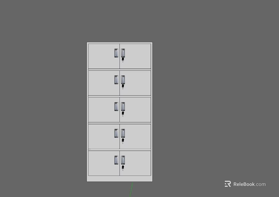 White Modern Bookcase With Multiple Cabinet Doors And Metal Handles Storage Solution 3d model 