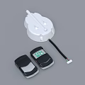White Base Electronic Device With Two Black Remote Controls And Green Buttons 3d model