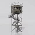 Public Facility Watchtower With Metal Structure Staircase And Observation Deck 3d model