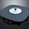 Black Square Electric Griddle with Round Lid Control Knobs and Ribbed Cooking Surface