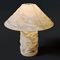 Unique Textured Table Lamp With Sculpted Base And Soft Fabric Shade Design 3d model