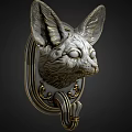 Elegant Carved Fox Head Wall Mounted Decorative Plate Decoration With Ornate Frame