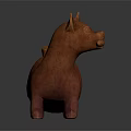 Reddish Brown Terracotta Dog Sculpture Carving with Ancient Design and Decorative Spout