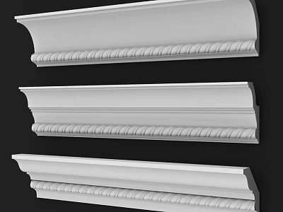 Three White Decorative Components With Ornamental Patterns For Architectural Design 3d model