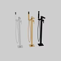 Modern Sleek Stainless Steel Standing Faucet With Handheld Shower And Mixer