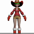 Woman in Festive Christmas Outfit with Reindeer Antler Hat Red Plaid Coat and Golden Shorts