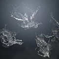 Water Fountain Featuring Dynamic Water Splashes In Mid Air On Black Background