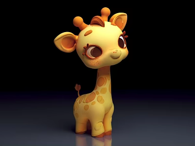 Cute Cartoon Giraffe Plush Toy With Yellow Body Brown Spots And Big Eyes 3d model